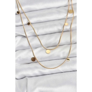 Erb 316L Çelik Zincir Gold Renk Pullu Kadın Kolye