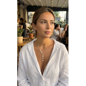 Erb 316L Çelik Zincir Gold Renk Yonca Model Kadın Kolye