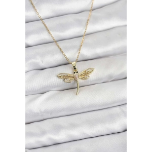 Erb 316L Çelik Zincir Gold Renk Yusufçuk Model Kadın Kolye