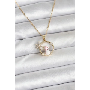 Erb 316L Çelik Zincir Gold Zirkon Taşlı Yılbaşı Temalı Kadın Kolye