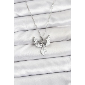Erb 316L Çelik Zincir Gümüş Renk Anka Kuşu Model Kadın Kolye