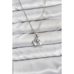 Erb 316L Çelik Zincir Gümüş Renk Deniz Kabuğu Ve Deniz Yıldızı Model Zirkon Taşlı Kadın Kolye