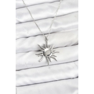 Erb 316L Çelik Zincir Gümüş Renk Güneş Model Kadın Kolye
