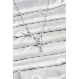 Erb 316L Çelik Zincir Gümüş Renk Kelebek Model Kadın Kolye