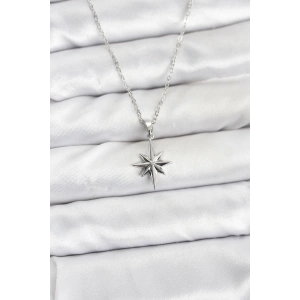 Erb 316L Çelik Zincir Gümüş Renk Kutup Yıldızı Model Kadın Kolye