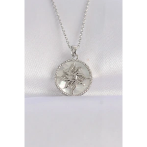 Erb 316L Çelik Zincir Gümüş Renk Oval Tasarımlı Güneş Kolye