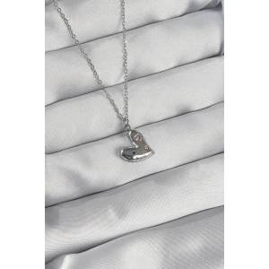 Erb 316L Çelik Zincir Gümüş Renk Renkli Zirkon Taşlı Kalp Kolye