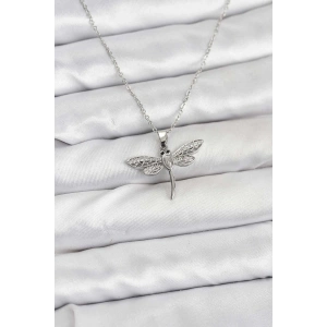 Erb 316L Çelik Zincir Gümüş Renk Yusufçuk Model Kadın Kolye