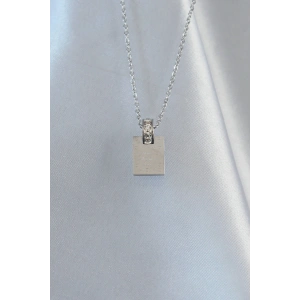 Erb 316L Çelik Zincir Gümüş Renk Zirkon Taşlı Aşk Mektubu Kolye