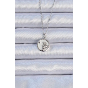 Erb 316L Çelik Zincir Gümüş Renk Zirkon Taşlı Mineli Melek Kolye