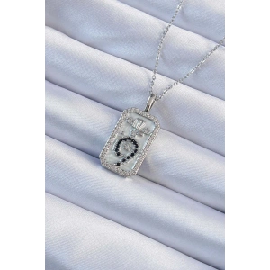 Erb 316L Çelik Zincir Gümüş Renk Zirkon Taşlı Minimal Papatya Figürlü Tarot Kolye