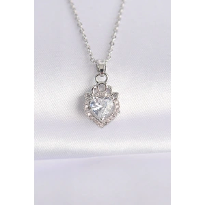 Erb 316L Çelik Zincir Gümüş Renk Zirkon Taşlı Rapunzel Kolye