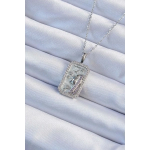 Erb 316L Çelik Zincir Gümüş Renk Zirkon Taşlı Yüz Figürlü Tarot Kolye