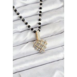 Erb 316L Çelik Zincir Kristal Boncuklu Kalpli Kadın Kolye