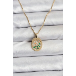 Erb 316L Çelik Zincir Papatya Figürlü Kadın Kolye