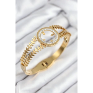 Erb 316L Çelik Zirkon Taşlı Çeyrek Takılabilir Gold Renk Kelepçe