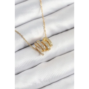 Erb 316L Çelik Zirkon Taşlı Sarmal Model Gold Renk Kadın Kolye