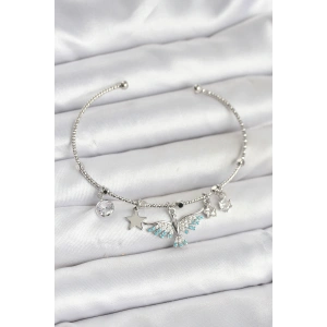 Erb Anka Kuşu Charmlı Gümüş Renk Pirinç Kadın Bileklik