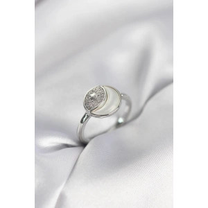 Erb Ay Yıldız Model Gümüş Renk Zirkon Taşlı Kadın Yüzük