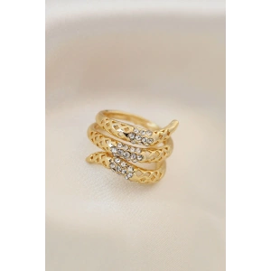 Erb Ayarlamalı Altın Renk Metal Zirkon Taşlı Yüzük
