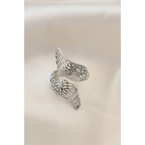 Erb Ayarlamalı Silver Renk Metal Zirkon Taşlı Kanat Yüzük