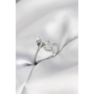 Erb Balık Kuyruğu Model Gümüş Renk Zirkon Taşlı Kadın Yüzük