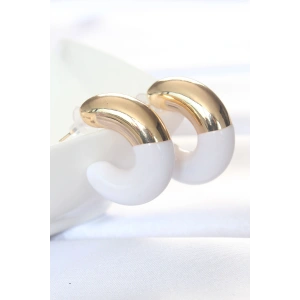 Erb CCB Beyaz Gold Çift Renk Küpe