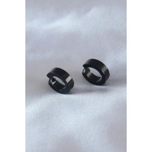 Erb Çelik Siyah Renk Sıkıştırmalı Erkek Küpe