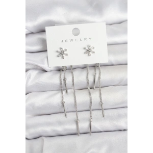 Erb Çiçek Model Gümüş Pirinç Sallantılı Kadın Küpe