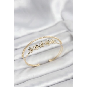 Erb Çiçek Model Pirinç Gold Renk Kadın Bileklik