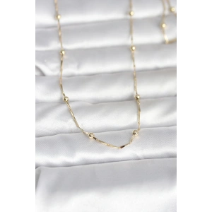 Erb CM 14K Gold Renk Kesme Çubuk Zincir Topçuklu Model 60 Cm Kadın Kolye