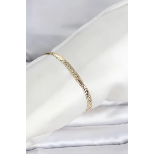 Erb CM 14K Gold Renk Lazerli Yassı Zincir Model Kadın Bileklik