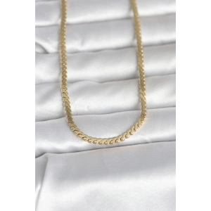 Erb CM 14K Gold Renk Yassı Ezme Zincir Model 60 Cm Kadın Kolye