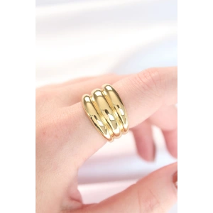 Erb Gold Renk Ayarlanabilir Çizgili Bombe Yüzük