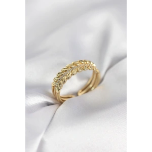 Erb Gold Renk Başak Model Zirkon Taşlı Kadın Yüzük