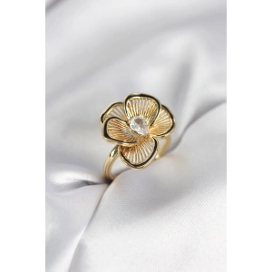 Erb Gold Renk Çiçek Model Vintage Kadın Yüzük