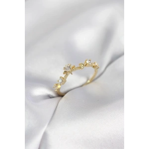 Erb Gold Renk Gece Temalı Zirkon Taşlı Kadın Yüzük