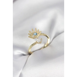 Erb Gold Renk Göz Model Zirkon Taşlı Kadın Yüzük