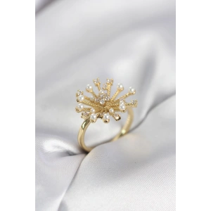 Erb Gold Renk Karahindiba Model Zirkon Taşlı Kadın Yüzük