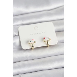 Erb Gold Renk Kedi Model Mineli Çocuk Küpe