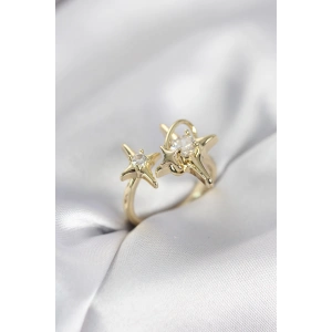 Erb Gold Renk Kutup Yıldızı Model Zirkon Taşlı Kadın Yüzük