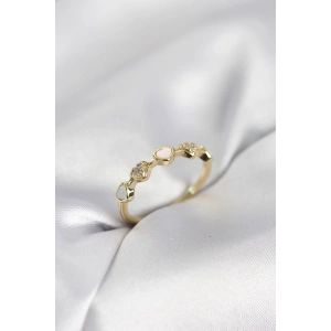 Erb Gold Renk Minimal Kalp Model Zirkon Taşlı Pirinç Kadın Yüzük