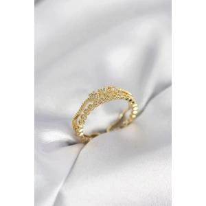 Erb Gold Renk Minimal Yıldızlı Model Kadın Yüzük