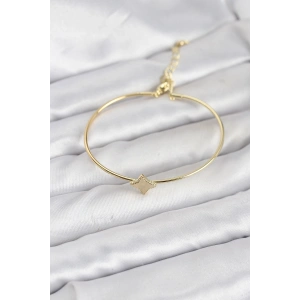 Erb Gold Renk Pirinç Köşeli Yonca Model Kadın Bileklik