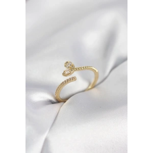 Erb Gold Renk Pirinç Kuyruklu Kalp Model Kadın Yüzük