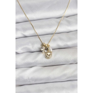 Erb Gold Renk Pirinç Minimal Kelebek Charmlı Kadın Kolye