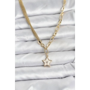 Erb Gold Renk Pirinç Yıldız Model Kadın Kolye