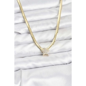 Erb Gold Renk Pirinç Yıldız Zirkon Taşlı Kadın Kolye