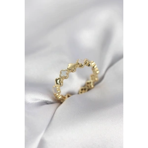 Erb Gold Renk Sedefli Yonca Model Kadın Yüzük