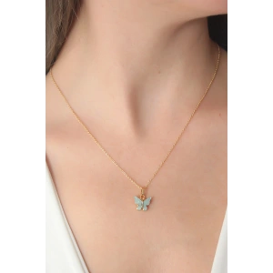 Erb Gold Renk Su Yeşili Kelebek Figür Kadın Kolye